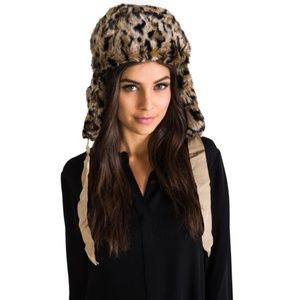 NWT Juicy Couture faux leopard fur trapper hat